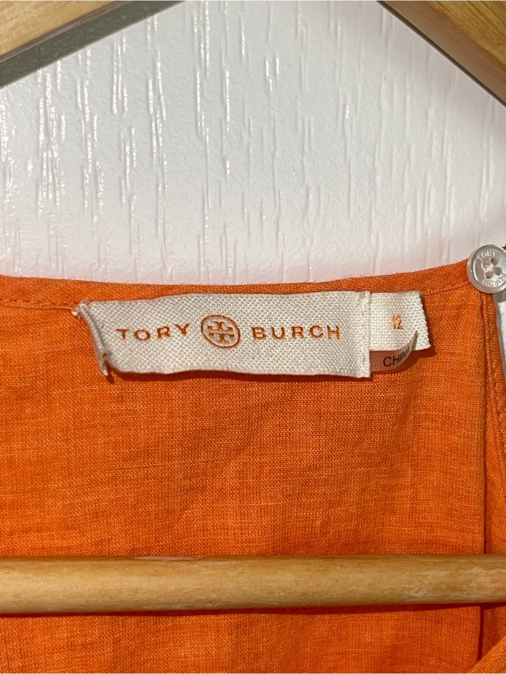 TORY BURCH Orange Pom-Pom Hem Frill Halter Tank Top 100% Cotton Sz 12 - Picture 4 of 10